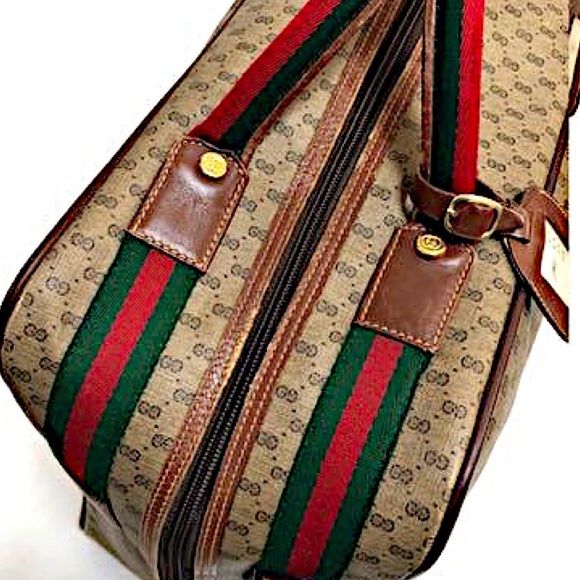 Authentic Vintage Gucci Rare Micro GG Web Luggage with Web Strap - Picture 3 of 15